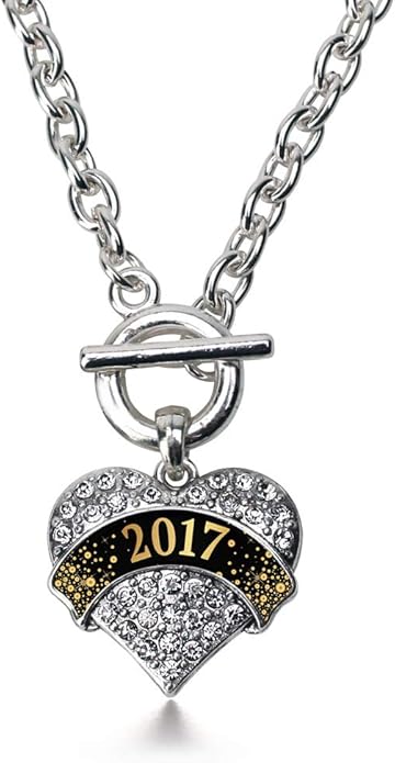 Inspired Silver - Silver Pave Heart Charm 18 Inch Necklace with Cubic Zirconia Jewelry