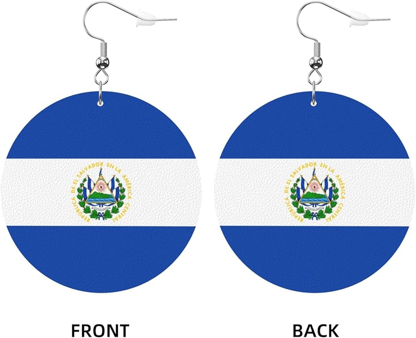 Round Faux Leather Earrings for Women Lightweight Double-Side Printed Drop Dangle Earring for Festival Party Gift