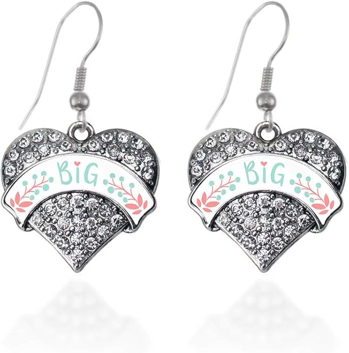 Inspired Silver - Silver Pave Heart Charm French Hook Drop Earrings with Cubic Zirconia Jewelry