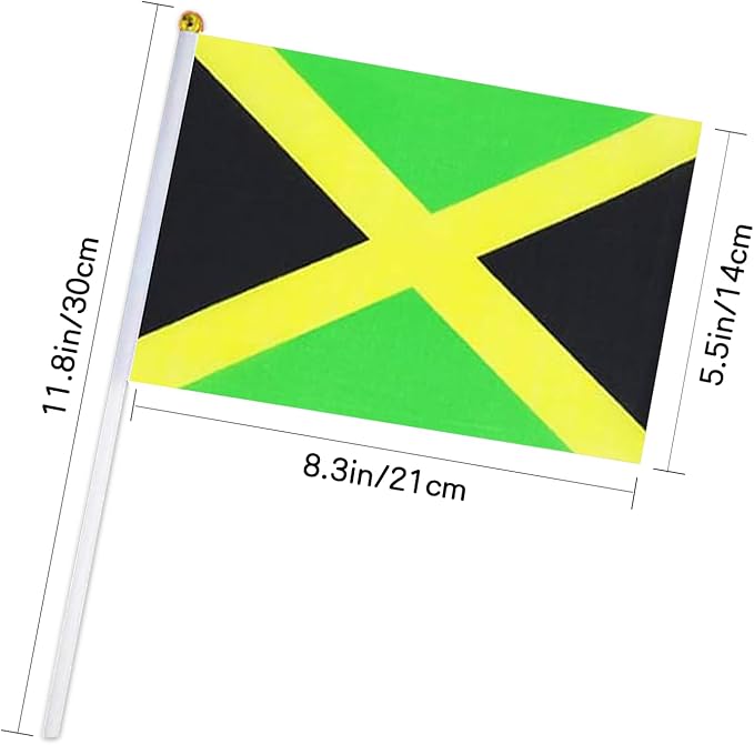 Jamaica Flag Small Jamaican Flag 12 Pack Mini Hand Held Jamaican Flags on Sticks for Party Parades Sports Events Patriotic Holiday Decorations