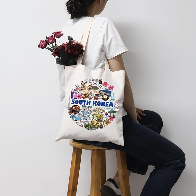 MNIGIU South Korea Tote Bag Moving to South Korea Gift South Korea Souvenir Gift South Korea Travel Gift (South Korea Tote), Small