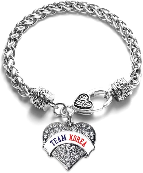 Inspired Silver - Silver Pave Heart Charm Bracelet with Cubic Zirconia Jewelry