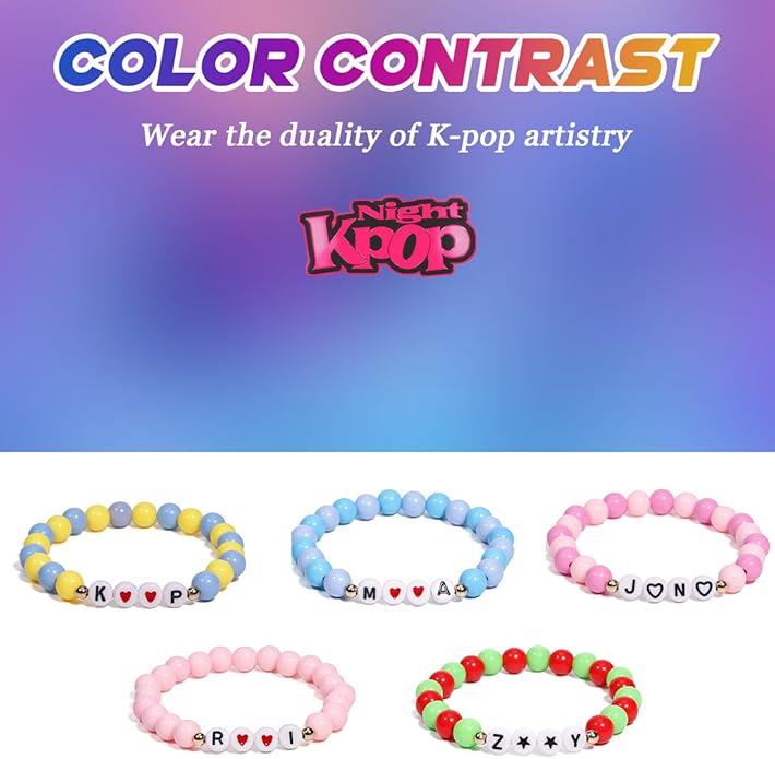 AICase for Korea-Pop Merch Toys Gifts Doll Cosplay Outfit Costume 5 Pcs Stackable Stretch Friendship Beaded K_Pop Bracelets Merchandise Jewelry Gifts for Fans Women Christmas Stocking