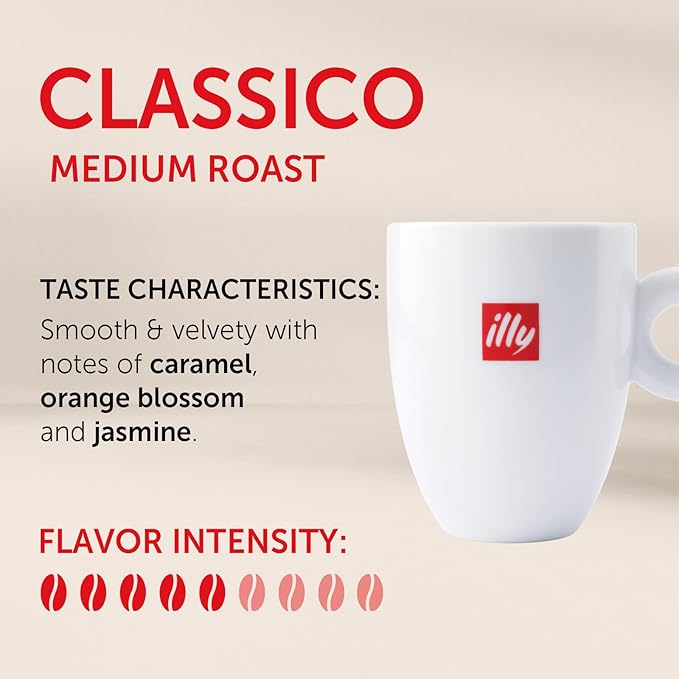 illy Coffee K Cup, Pods for Keurig Machines Classico Medium Roast, 100% Arabica, Premium Italian Coffee, 10 Count, 6 Pack