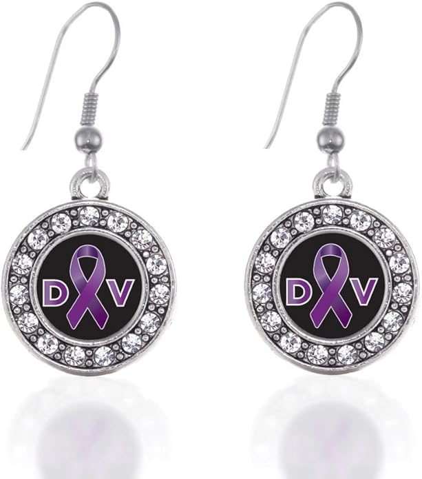Inspired Silver - Silver Circle Charm French Hook Drop Earrings with Cubic Zirconia Jewelry
