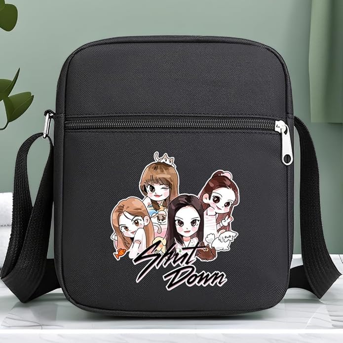 Korean Black K-pop Pink Shut Down Merch Crossbody Bag Handbag for Women