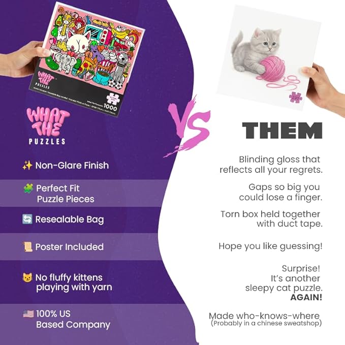 What The Puzzles - Challenging Jigsaw Puzzles 1000 Pieces, Difficult Brain Teaser Puzzles for Adults (Funny Doodle)