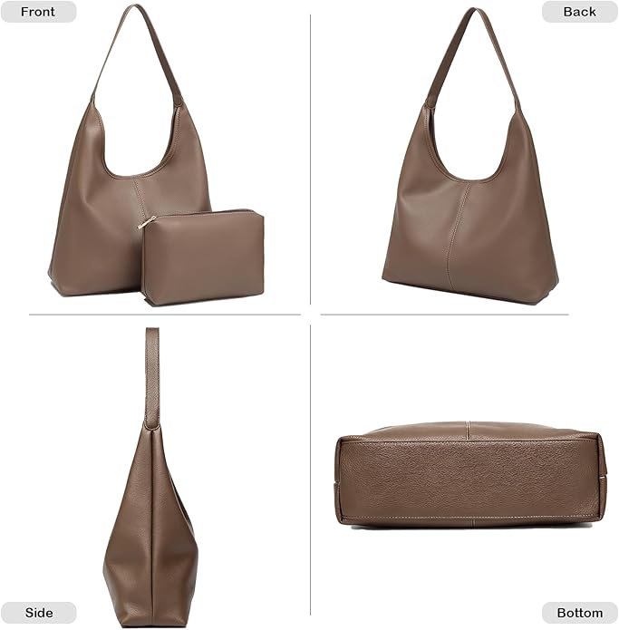 Hobo Bag for Women, Easygoing Soft Vegan Leather Shoulder Handbag Tote Purse, Spacious Work Tote, Crossbody Bag for Daily Use