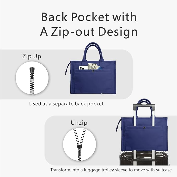TOPDesign Heavy-Duty Canvas Tote Bag for Women, Adjustable Crossbody/Shoulder Handbag with 9 Pockets, Everything Tote
