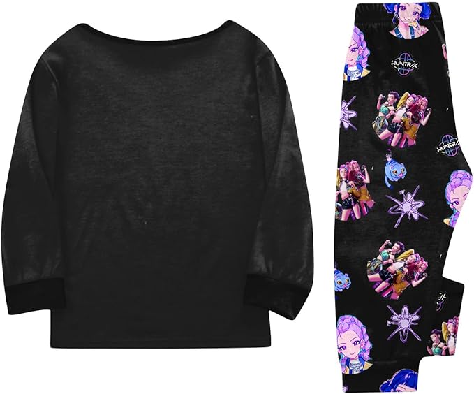 Girls 2 Piece K Pop Singer Outfits Cute Cartoon Graphic Shirts and Pants Casual Tracksuit Fashion Clothing Sets