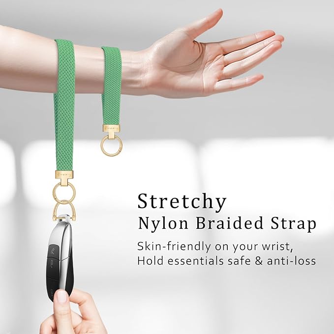 Hovmwey Elastic Wristlet Keychain for Women Men, Cute Car Key Chain, Braided Wrist Strap Lanyard for Keys ID Badges