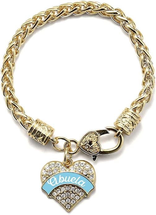 Inspired Silver - Gold Pave Heart Charm Bracelet with Cubic Zirconia Jewelry