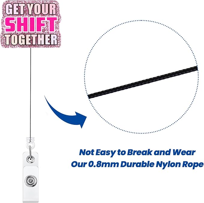 Get Your Shift Together Funny Badge Reel, Retractable ID Card Badge Holder, Name Tag Work Badge Clip for RN LPN CNA MA ER Night Shift Nurse Nursing Student Doctor Teacher, Nurse Gifts