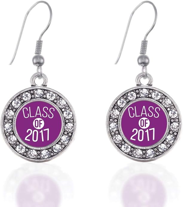 Inspired Silver - Silver Circle Charm French Hook Drop Earrings with Cubic Zirconia Jewelry