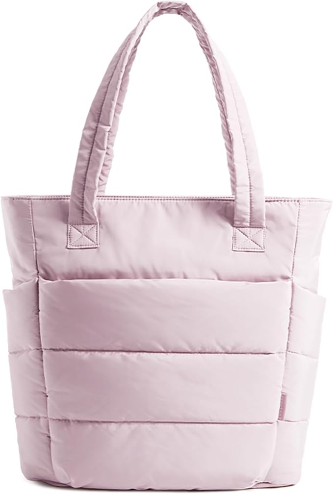 BAGSMART Tote Bag for Women, Lightweight Puffy Tote Bag with Compartments Shoulder Bag Handbag for Travel, Work, Gym | Lightweight, Puffy, Tote Bag with Compartments, Quilted, for Travel, Work