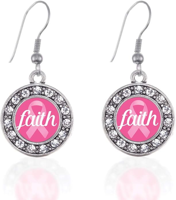 Inspired Silver - Silver Circle Charm French Hook Drop Earrings with Cubic Zirconia Jewelry