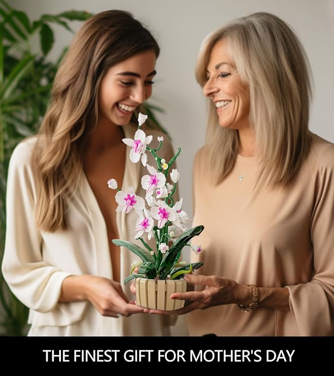 Icons Orchid Flowers Building Set, Exquisite Orchid Bonsai for Adult- Compatible with Lego Flowers, Ideal for Mothers Day Display (1192pcs)