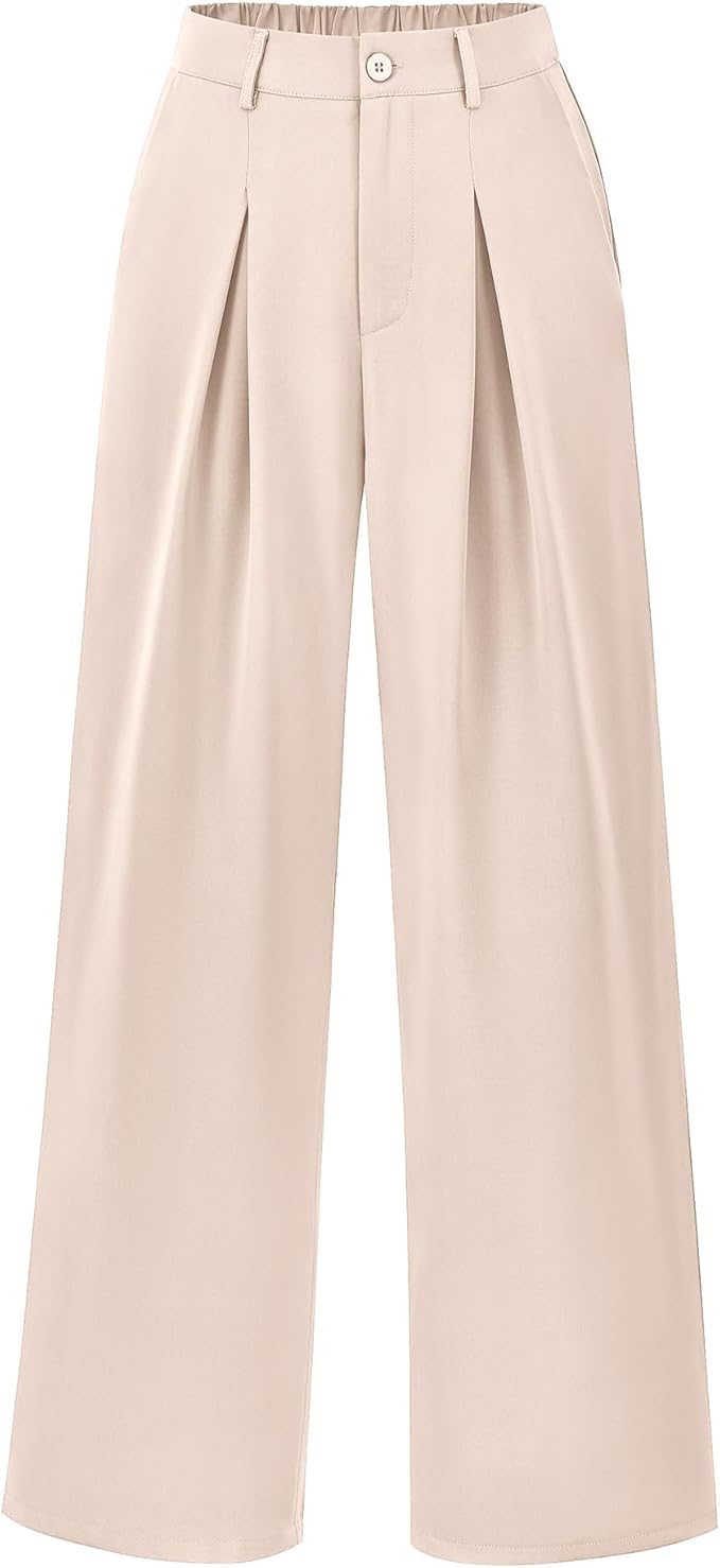 BTFBM Women High Waist Palazzo Pants Spring 2026 Casual Wide Leg Trousers Loose Work Office Business Suit Pant Pockets