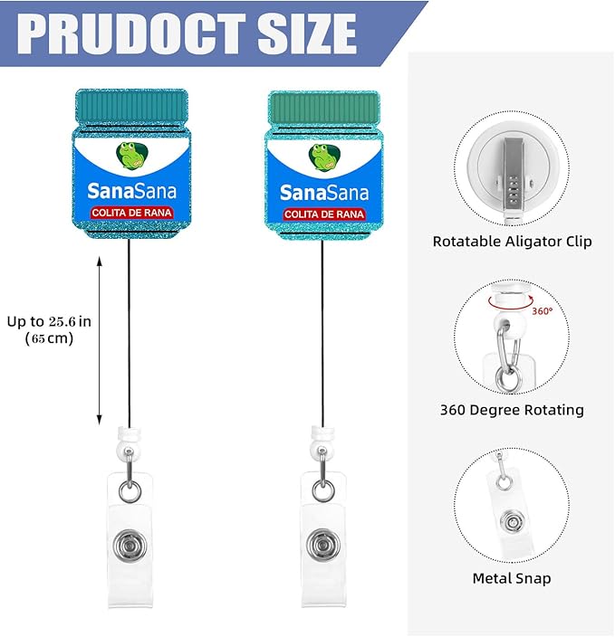 2 Pcs Funny Badge Reel - Retractable ID Holder with Alligator Clip& Nylon Cord | AcrylicClip for Nurse Nurses Office Worker Teacher Student