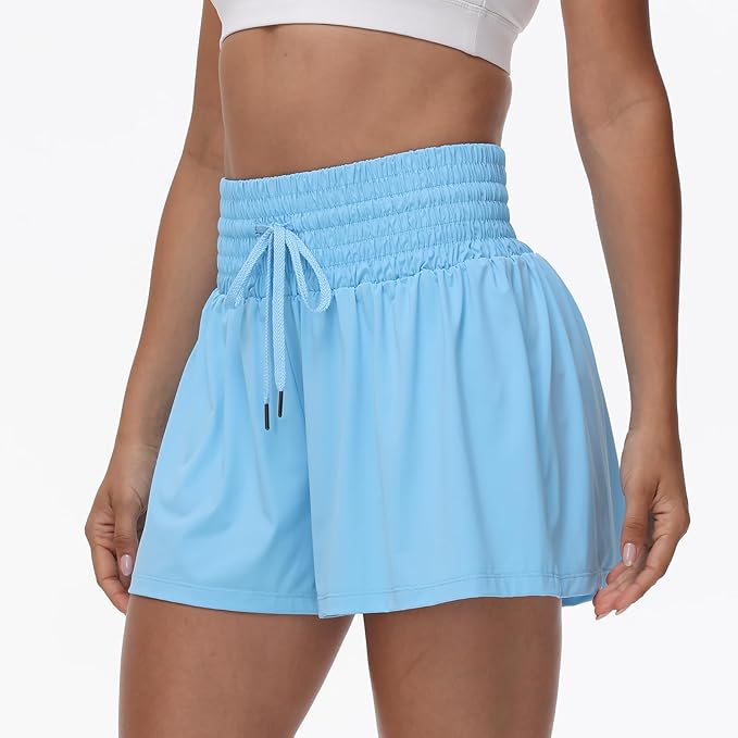 Blaosn Flowy Athletic Shorts for Women Gym Workout Running Short Pants High Waist Skort with Pocket Casual Summer Clothes