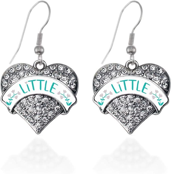 Inspired Silver - Silver Pave Heart Charm French Hook Drop Earrings with Cubic Zirconia Jewelry