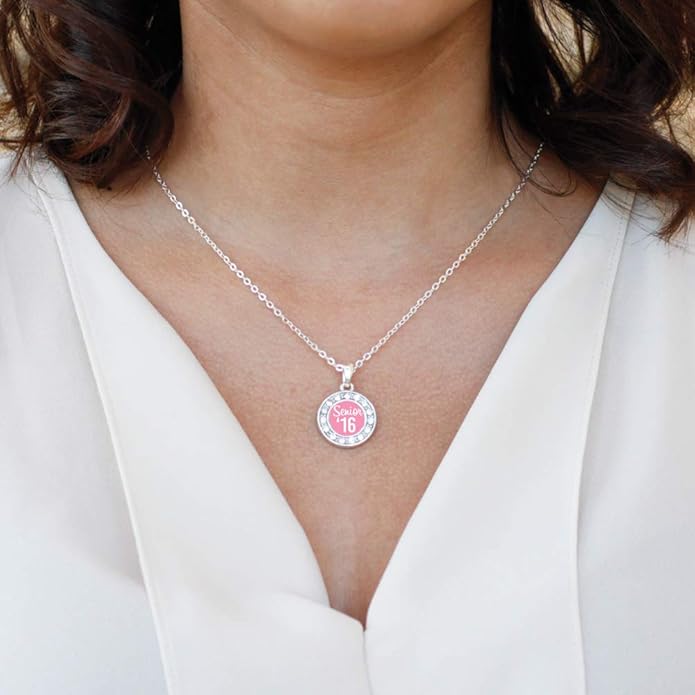 Inspired Silver - Silver Circle Charm 18 Inch Necklace with Cubic Zirconia Jewelry