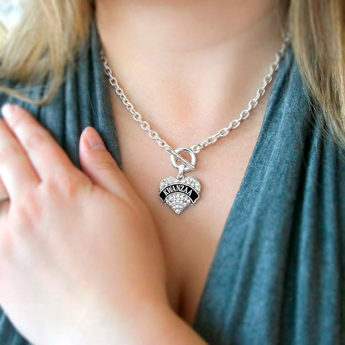 Inspired Silver - Silver Pave Heart Charm 18 Inch Necklace with Cubic Zirconia Jewelry