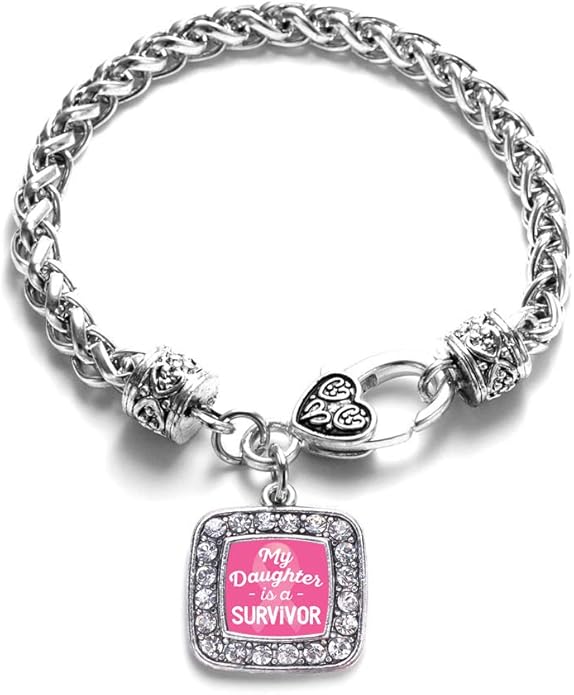 Inspired Silver - Silver Square Charm Bracelet with Cubic Zirconia Jewelry