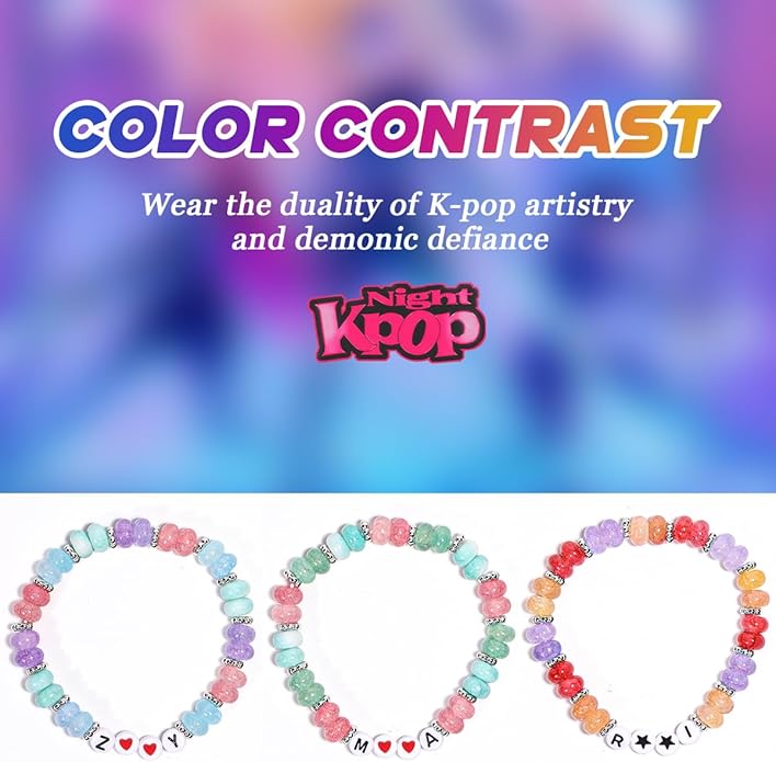 AICase for Korea-Pop Merch Gifts Toys Inspired Bracelets 3 Pcs Stackable Stretch Friendship Beaded Bracelets for Unique Merchandise Jewelry Gifts for Fans Women Men Stocking Stuffers_Crystal