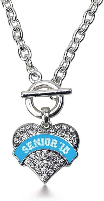 Inspired Silver - Silver Pave Heart Charm 18 Inch Necklace with Cubic Zirconia Jewelry