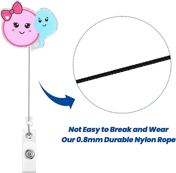 Egg and Sperm Funny Fertility Badge Reel, Cute Retractable ID Card Hospital Badge Holder, Name Tag Work Badge Clip for OB GYN MD NR MD Doctor Nurse
