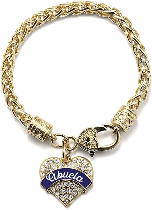 Inspired Silver - Gold Pave Heart Charm Bracelet with Cubic Zirconia Jewelry