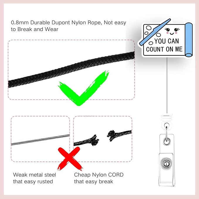2 Pcs Funny Badge Reel - Retractable ID Holder with Alligator Clip& Nylon Cord | AcrylicClip for Nurse Nurses Office Worker Teacher Student