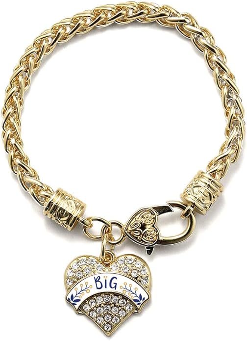Inspired Silver - Gold Pave Heart Charm Bracelet with Cubic Zirconia Jewelry