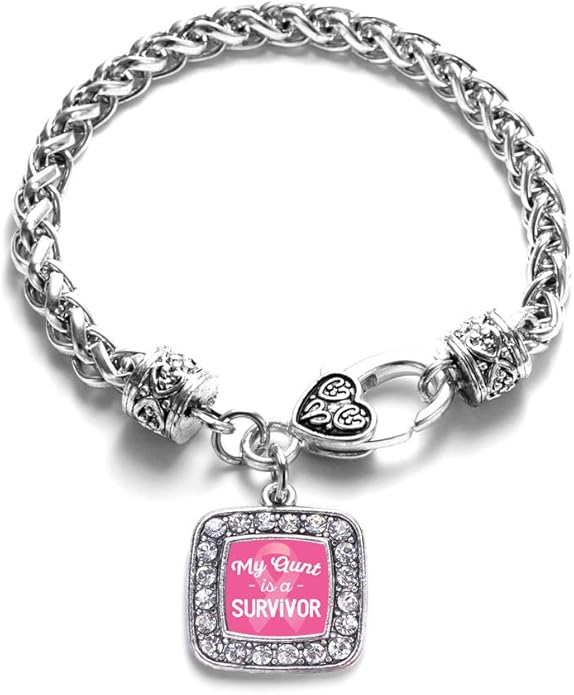Inspired Silver - Silver Square Charm Bracelet with Cubic Zirconia Jewelry