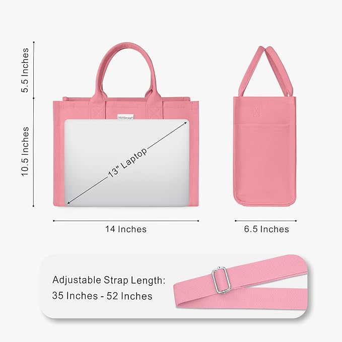 TOPDesign Heavy-Duty Canvas Tote Bag for Women, Adjustable Crossbody/Shoulder Handbag with 9 Pockets, Everything Tote