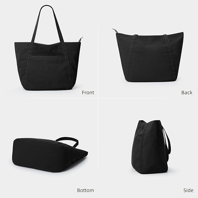 WLLWOO Large Gym Tote Bag for Women Sport Yoga, 24L Travel Beach Bag Lightweight Zipper Shoulder Handbag for Daily Work