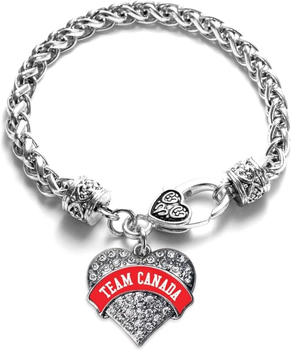Inspired Silver - Silver Pave Heart Charm Bracelet with Cubic Zirconia Jewelry