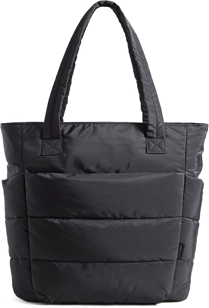 BAGSMART Tote Bag for Women, Lightweight Puffy Tote Bag with Compartments Shoulder Bag Handbag for Travel, Work, Gym | Lightweight, Puffy, Tote Bag with Compartments, Quilted, for Travel, Work