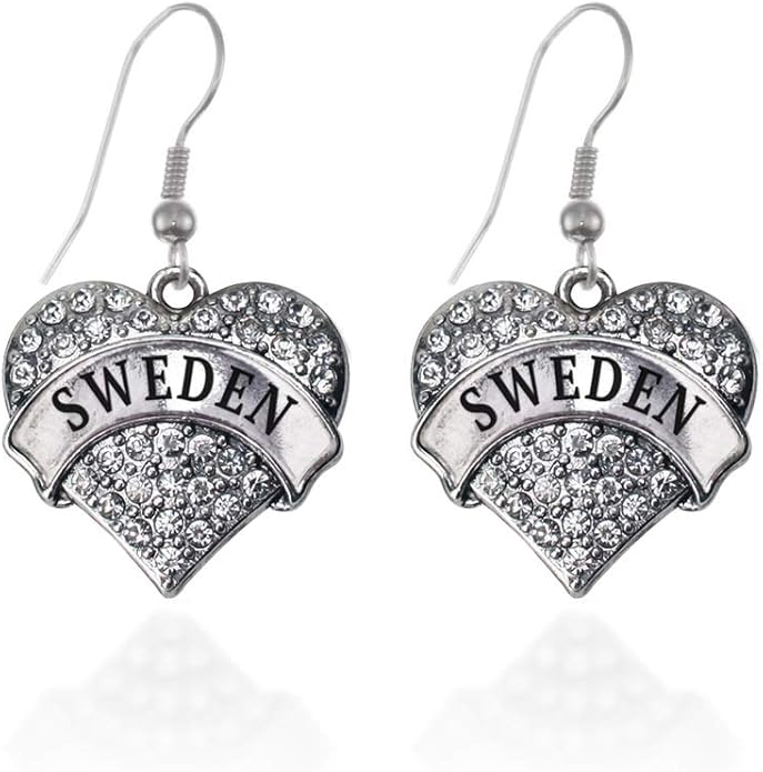 Inspired Silver - Silver Pave Heart Charm French Hook Drop Earrings with Cubic Zirconia Jewelry
