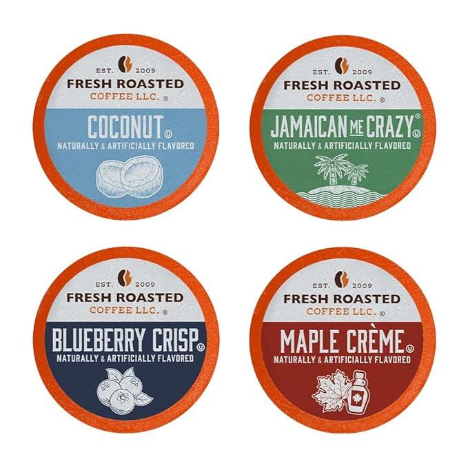 Fresh Roasted Coffee, Fun Flavors, Flavored Coffee Pod Variety Pack, K-Cup Compatible, 48 Count