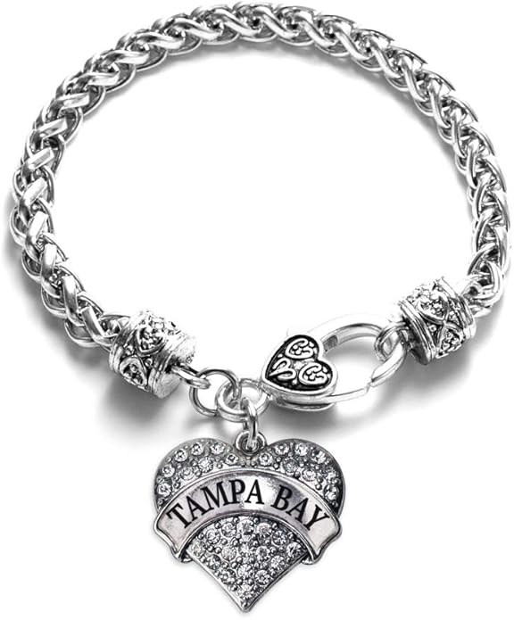 Inspired Silver - Silver Pave Heart Charm Bracelet with Cubic Zirconia Jewelry