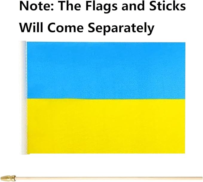 GSYLPFT 12 Pack Ukraine Flags on Sticks Ukrainian Small Mini Hand Held Flags for Office Classroom Holiday Party Decorations