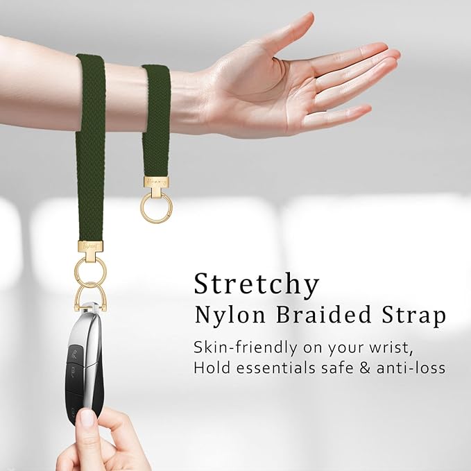 Hovmwey Elastic Wristlet Keychain for Women Men, Cute Car Key Chain, Braided Wrist Strap Lanyard for Keys ID Badges