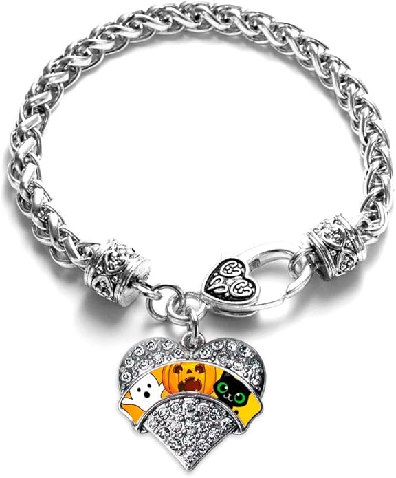 Inspired Silver - Silver Pave Heart Charm Bracelet with Cubic Zirconia Jewelry