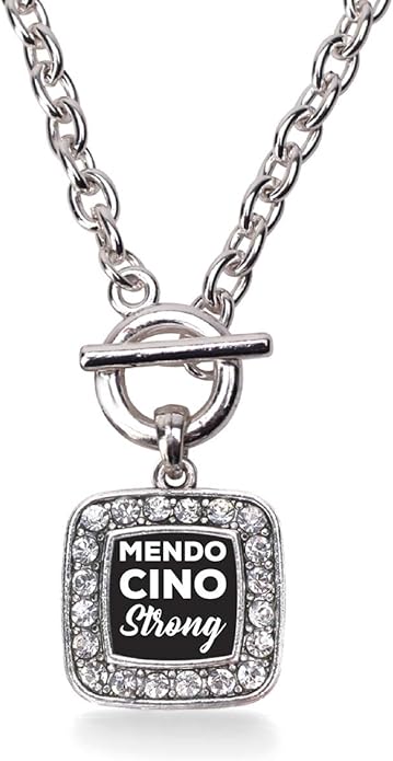 Inspired Silver - Silver Square Charm 18 Inch Necklace with Cubic Zirconia Jewelry