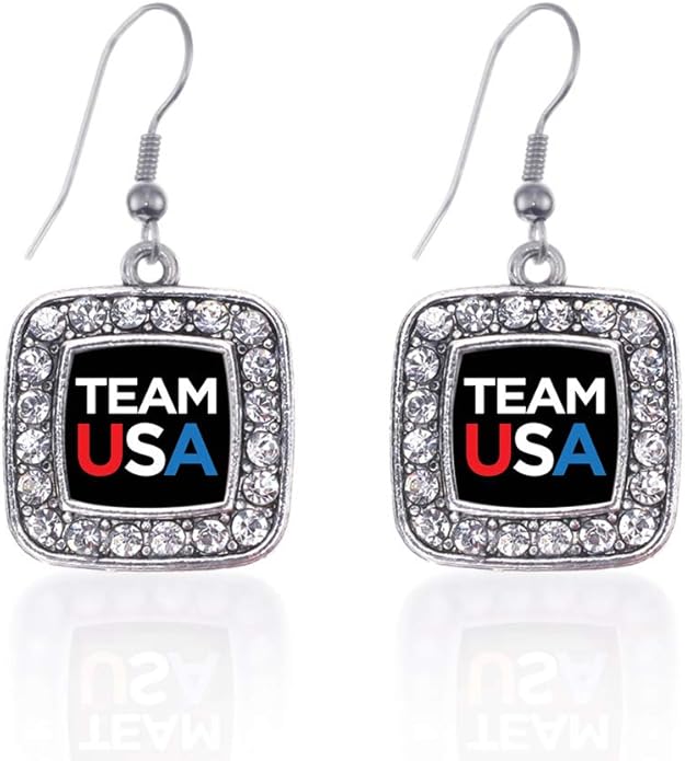 Inspired Silver - Silver Square Charm French Hook Drop Earrings with Cubic Zirconia Jewelry