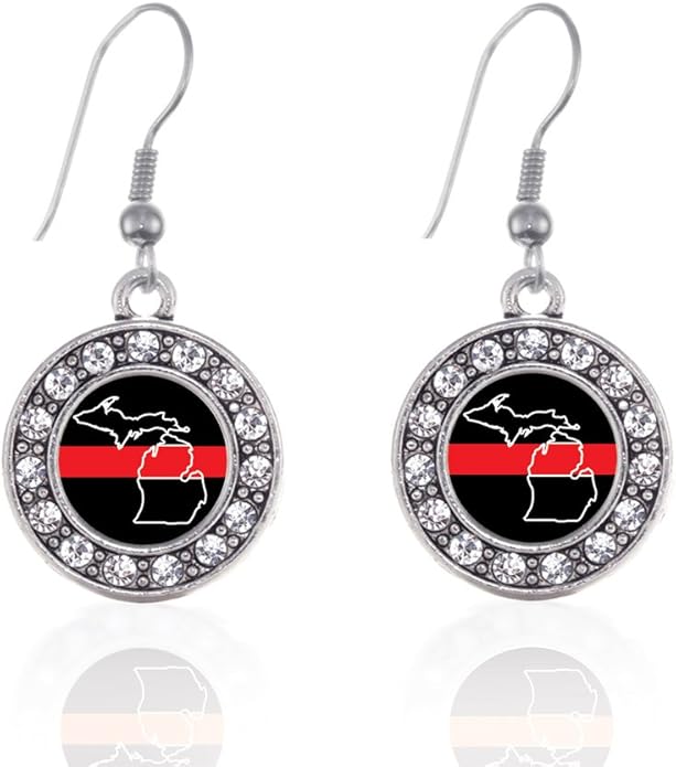 Inspired Silver - Silver Circle Charm French Hook Drop Earrings with Cubic Zirconia Jewelry