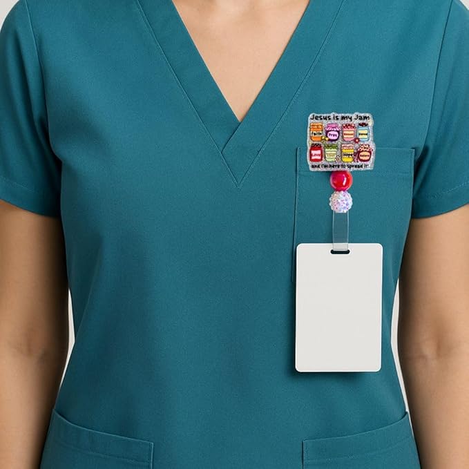 Jesus is My Jam Badge Reel Faith Religious Scripture Inspirational Pray Blessed Hope I Can Do All Things Through Christ Believer Hospital ID Name Holder with Retractable Clip Gift for Churchmates