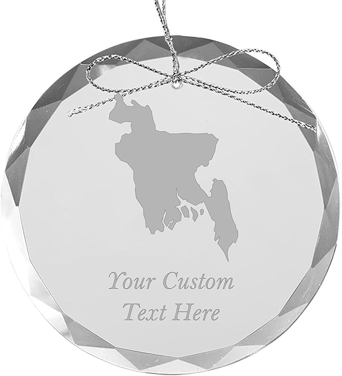 Bangladesh, Personalized Travel Christmas Ornament – Customized Engraved Glass Keepsake - Custom Family Trip & Vacation, 2024, 2025, 2026, 2027 & Name – Destination Xmas Holiday Ornament